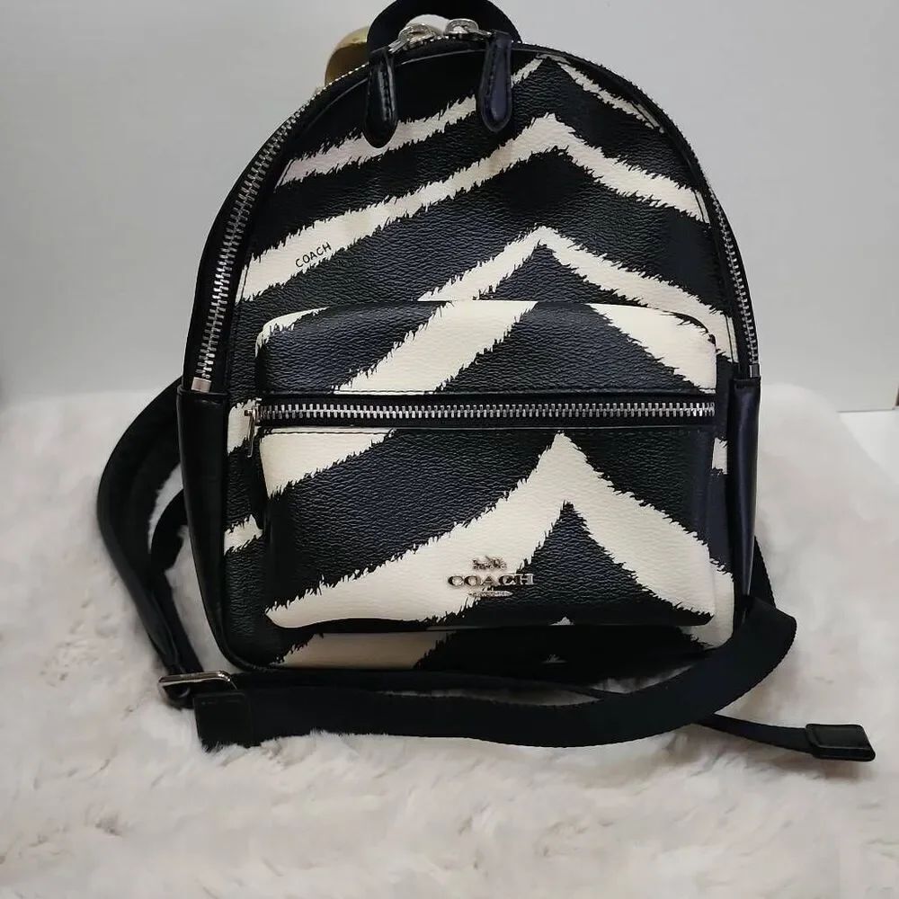 Coach Mini Charlie Backpack in Zebra Print